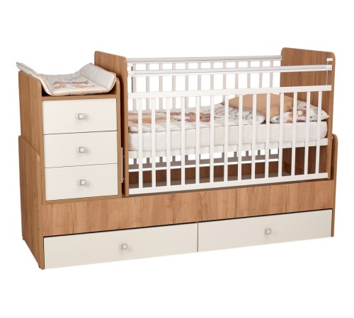 Кровать детская Фея 1100, дуб крафт золотой/белый