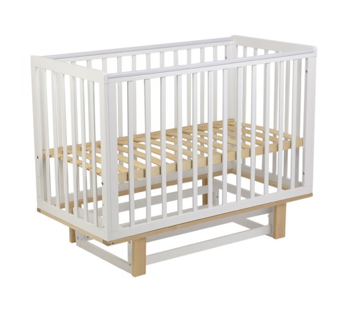 Кроватка детская Polini kids Simple 340 с маятником, белый/натуральный Кроватка детская Polini kids Simple 340 с маятником, белый/натуральный