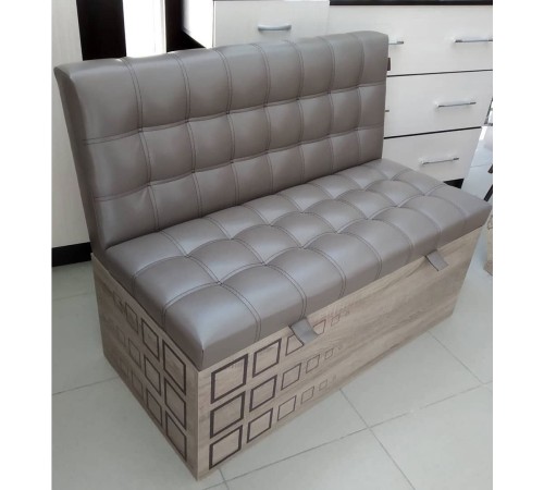 Кухонный диван Денвер, дуб молочный, к/з, бежевый