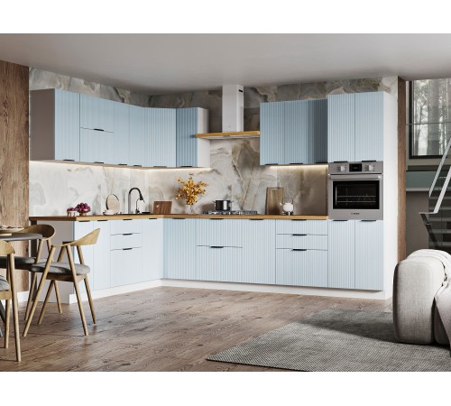 Муссон Кухонный гарнитур угловой 320х220 см, белый/гавань