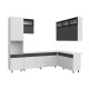 София Кухонный гарнитур угловой 300х180 см, белый/бланж/графит матовый/черный, столешница антарес