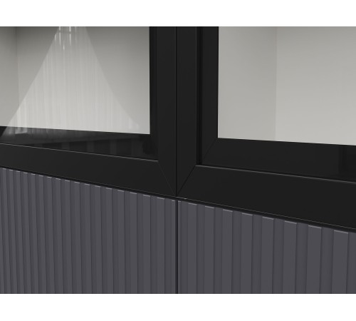 София Кухонный гарнитур угловой 300х180 см, белый/бланж/графит матовый/черный, столешница антарес