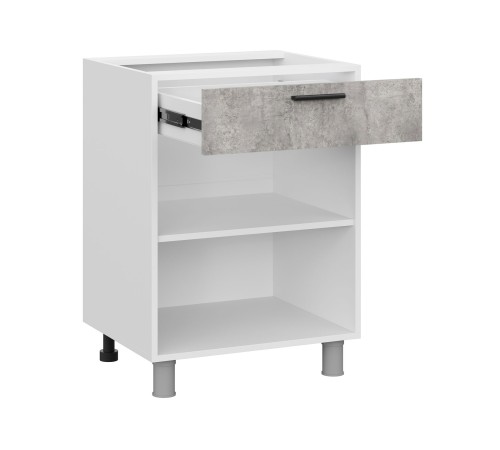 Модус Кухонный гарнитур прямой со стеклом 180 см, белый/цемент темный/цемент светлый