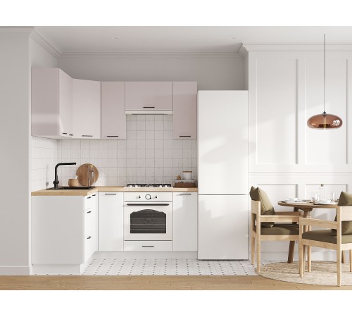 Аурелио Кухонный гарнитур угловой 180х150 см Скрытые «Дорадо», белый/айриш