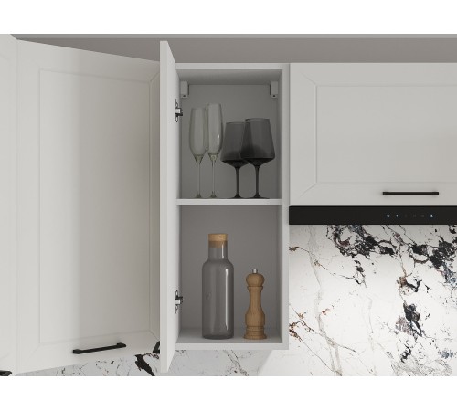 Вектор Кухонный гарнитур угловой 180х150 см, белый/бланж