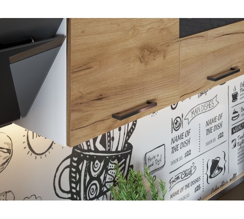 Аризона Кухонный гарнитур прямой 200 см, белый/дуб золотой/черный