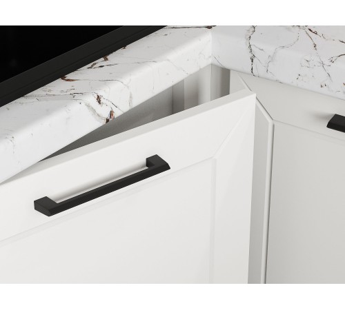 Вектор Кухонный гарнитур угловой с прямым углом 210х100 см, белый/бланж