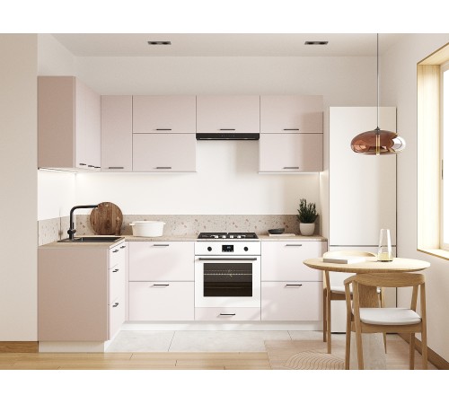 Аурелио Кухонный гарнитур угловой 240х140 см Скрытые «Дорадо», белый/айриш