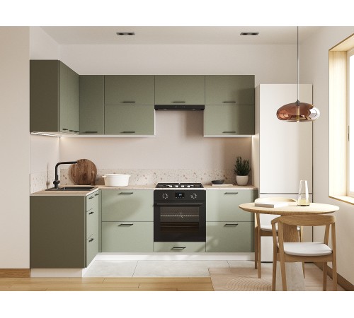 Аурелио Кухонный гарнитур угловой 240х140 см Скрытые «Дорадо», белый/айриш