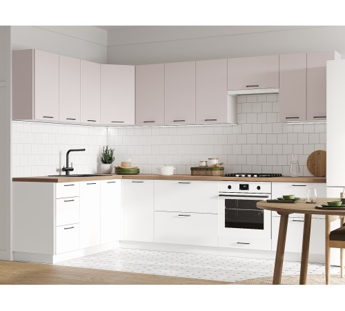 Аурелио Кухонный гарнитур угловой 300х180 см Скрытые «Дорадо», белый/айриш