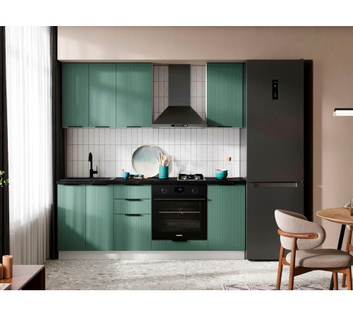 Муссон Кухонный гарнитур прямой 200 см, белый/малахит