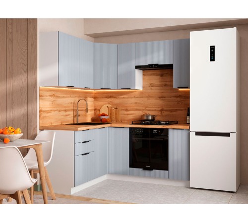 Муссон Кухонный гарнитур угловой 180х150 см, белый/гавань