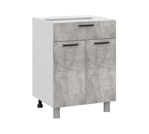 Модус Кухонный гарнитур прямой со стеклом 180 см, белый/цемент темный/цемент светлый