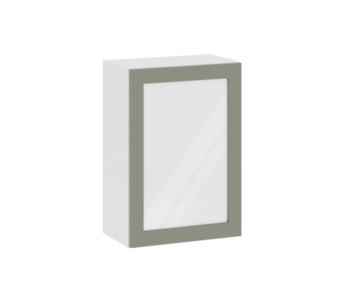 Аурелио Кухонный гарнитур прямой со стеклом 150 см Скрытые «Дорадо», белый/айриш/белый лакобель