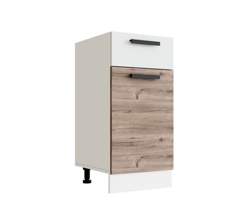 Эра Кухонный гарнитур прямой 160 см, белый шагрень/дуб горный/стекло