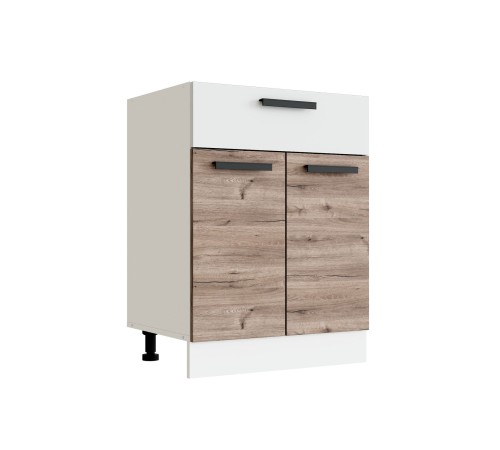 Эра Кухонный гарнитур прямой 160 см, белый шагрень/дуб горный/стекло