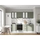 Аурелио Кухонный гарнитур прямой со стеклом 240 см Скрытые «Дорадо», белый/айриш/белый лакобель