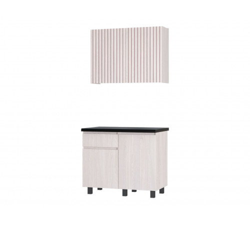 Тренд Кухонный гарнитур прямой 200 см, ясень белый/черный мрамор