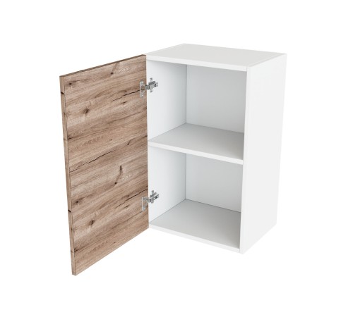 Эра Кухонный гарнитур прямой 160 см, белый шагрень/дуб горный/стекло