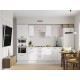 Аурелио Кухонный гарнитур прямой со стеклом 260 см Скрытые «Дорадо», белый/айриш/белый лакобель