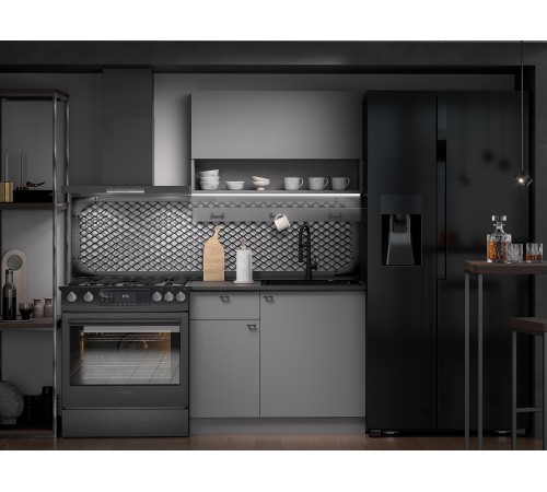 Энни Кухонный гарнитур прямой 100 см, графит серый/черный