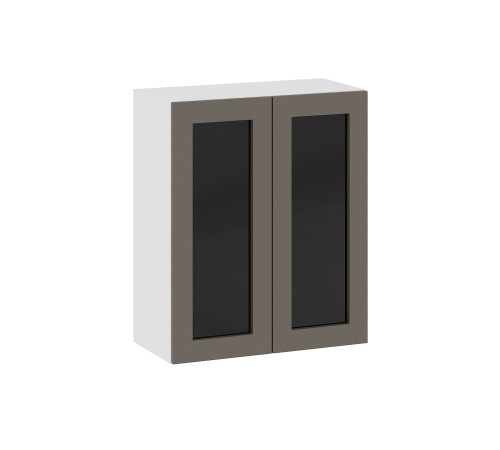 Аурелио Кухонный гарнитур прямой со стеклом 240 см Скрытые «Дорадо», белый/айриш/белый лакобель