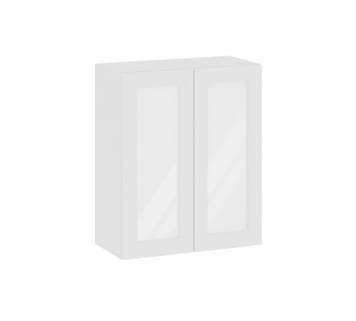 Аурелио Кухонный гарнитур прямой со стеклом 240 см Скрытые «Дорадо», белый/айриш/белый лакобель