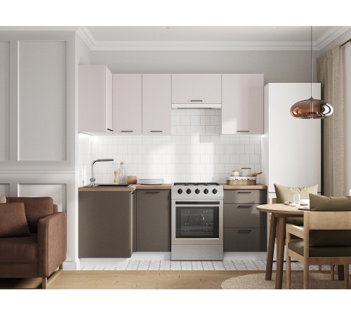 Аурелио Кухонный гарнитур угловой 210х100 см Скрытые «Дорадо», белый/айриш