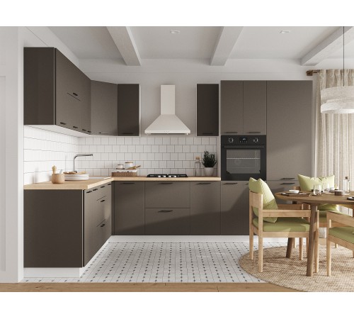 Аурелио Кухонный гарнитур угловой 320х220 см Скрытые «Дорадо», белый/айриш