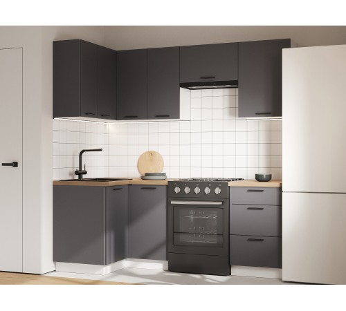 Модус Кухонный гарнитур угловой 210х100 см, белый/графит серый