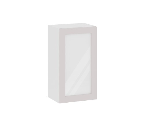 Аурелио Кухонный гарнитур прямой со стеклом 260 см Скрытые «Дорадо», белый/айриш/белый лакобель