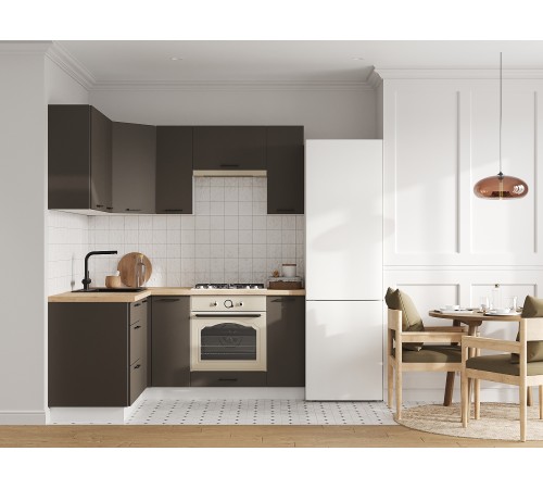 Аурелио Кухонный гарнитур угловой 180х150 см Скрытые «Дорадо», белый/айриш