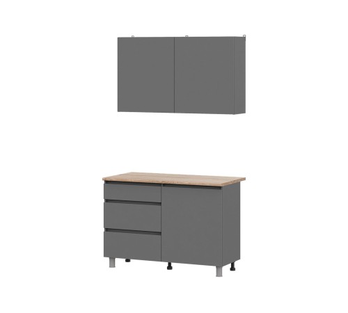 Денвер Кухонный гарнитур прямой 120 см, графит серый/дуб сонома