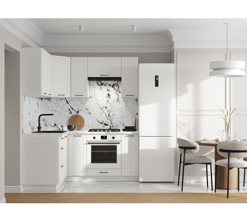 Вектор Кухонный гарнитур угловой 180х150 см, белый/бланж