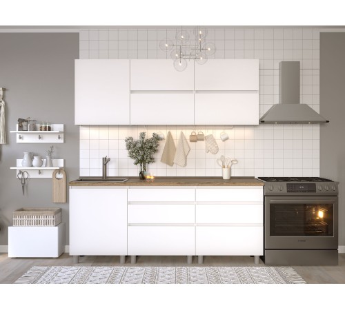 Одри Симпл Кухонный гарнитур прямой 200 см, белый/дуб сонома