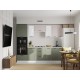 Аурелио Кухонный гарнитур прямой со стеклом 260 см Скрытые «Дорадо», белый/айриш/белый лакобель