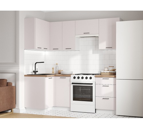 Аурелио Кухонный гарнитур угловой 210х100 см Скрытые «Дорадо», белый/айриш