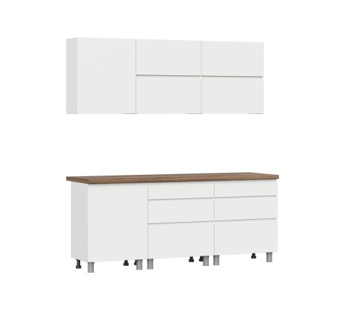 Одри Симпл Кухонный гарнитур прямой 200 см, белый/дуб сонома