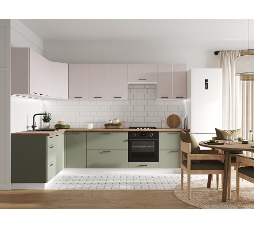 Аурелио Кухонный гарнитур угловой 300х180 см Скрытые «Дорадо», белый/айриш