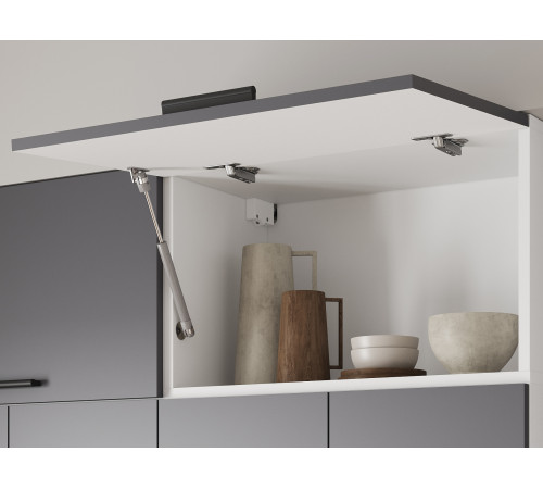 Модус Кухонный гарнитур высокий прямой с антресольными шкафами 180 см, белый/графит серый