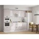 Аурелио Кухонный гарнитур прямой со стеклом 260 см Скрытые «Дорадо», белый/айриш/белый лакобель