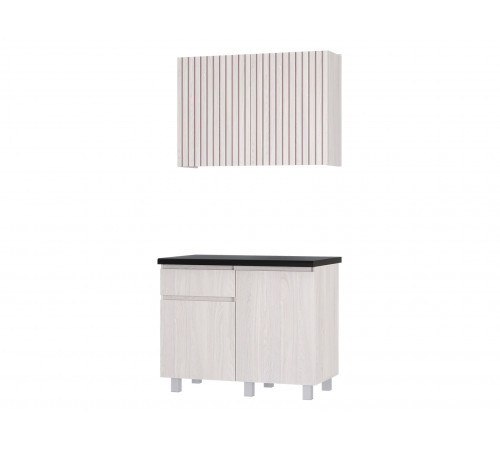 Тренд Кухонный гарнитур прямой 200 см, ясень белый/черный мрамор