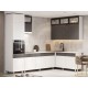 София Кухонный гарнитур угловой 300х180 см, белый/бланж/графит матовый/черный, столешница антарес