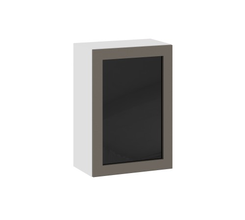 Аурелио Кухонный гарнитур прямой со стеклом 150 см Скрытые «Дорадо», белый/айриш/белый лакобель