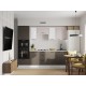 Аурелио Кухонный гарнитур прямой со стеклом 260 см Скрытые «Дорадо», белый/айриш/белый лакобель