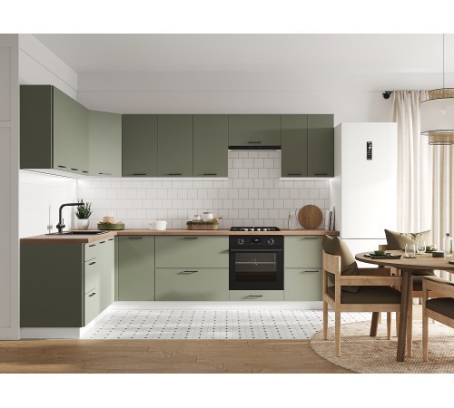 Аурелио Кухонный гарнитур угловой 300х180 см Скрытые «Дорадо», белый/айриш