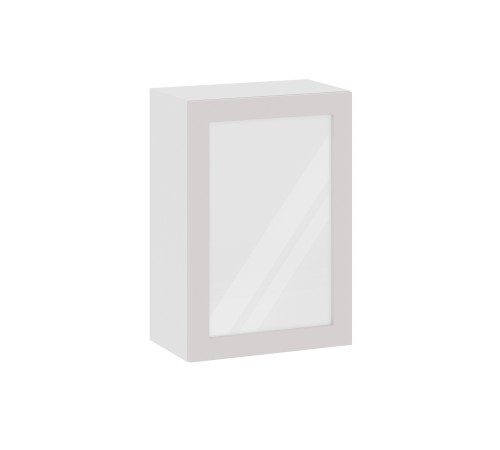 Аурелио Кухонный гарнитур прямой со стеклом 150 см Скрытые «Дорадо», белый/айриш/белый лакобель