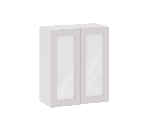 Аурелио Кухонный гарнитур прямой со стеклом 240 см Скрытые «Дорадо», белый/айриш/белый лакобель