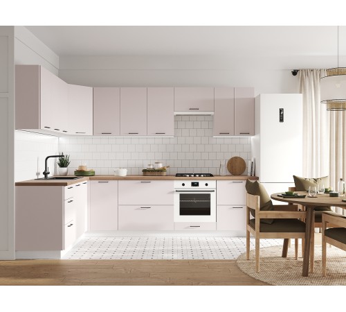 Аурелио Кухонный гарнитур угловой 300х180 см Скрытые «Дорадо», белый/айриш