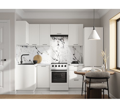 Вектор Кухонный гарнитур угловой с прямым углом 210х100 см, белый/бланж